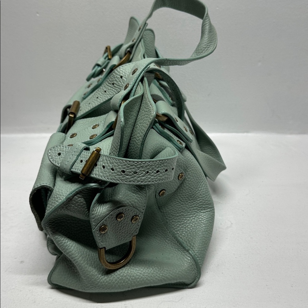 Mulberry Roxanne Satchel Bag Purse Studded Leather Limited Edition Green Gold - Picture 7 of 17